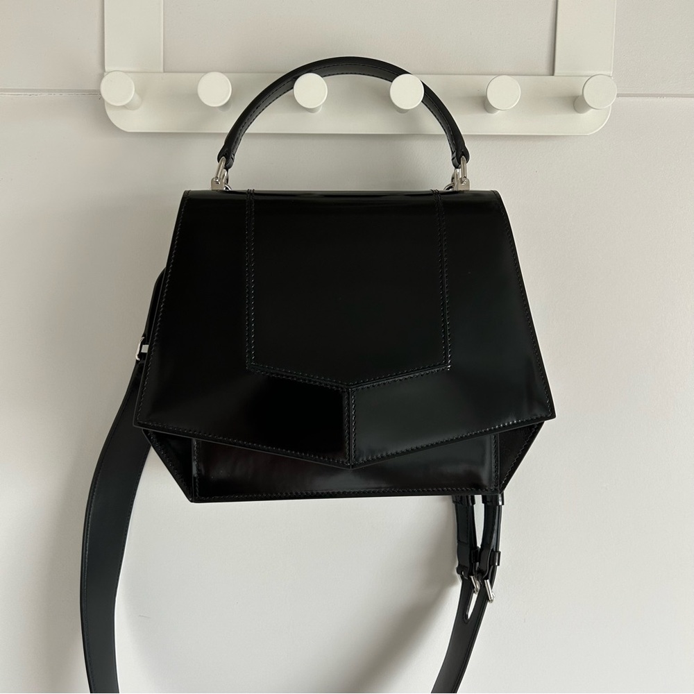Byredo Blueprint Kantha patent leather bag in black